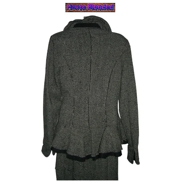 y2k Design Today's Tweed Fray Vintage Suit Punk Dark Academia Steampunk 90s Wool - Picture 12 of 16